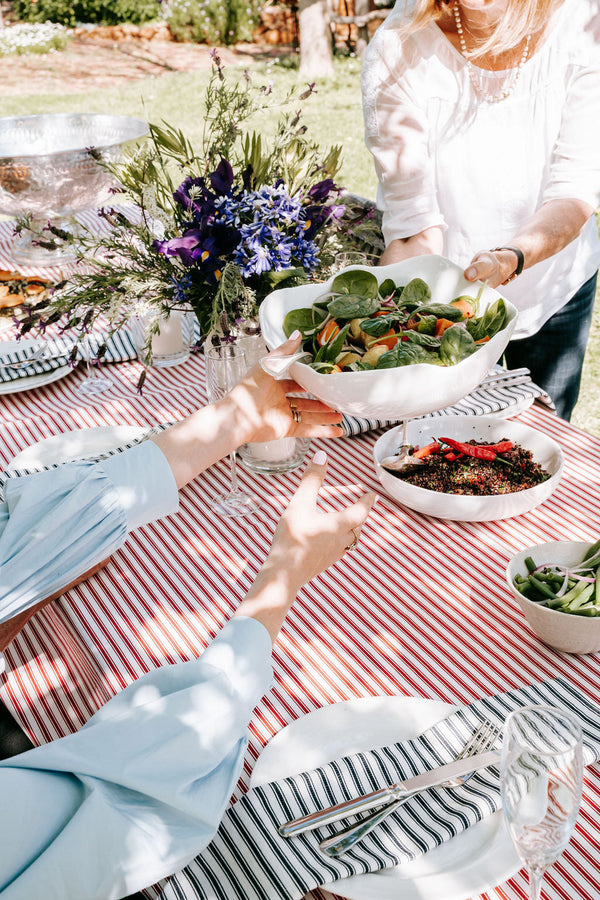 Red Ticking Tablecloth