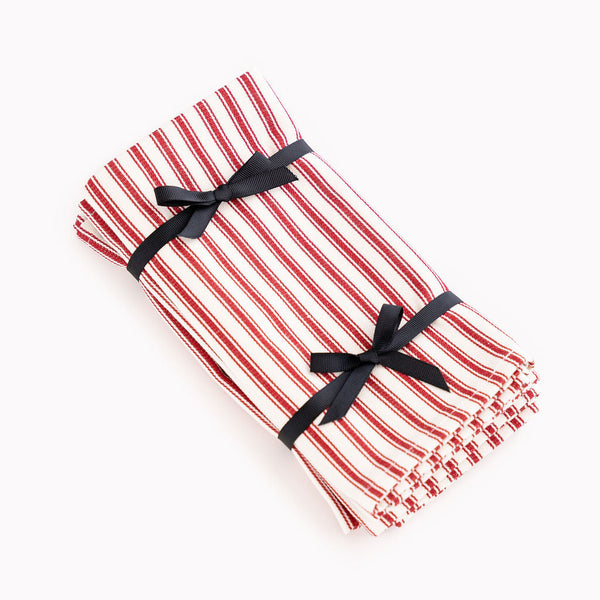 Red Ticking Napkins.