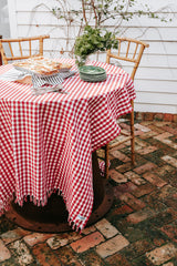 Hand Knotted Red Gingham Tablecloth