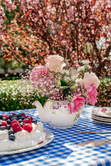 Hand Knotted Blue Gingham Tablecloth