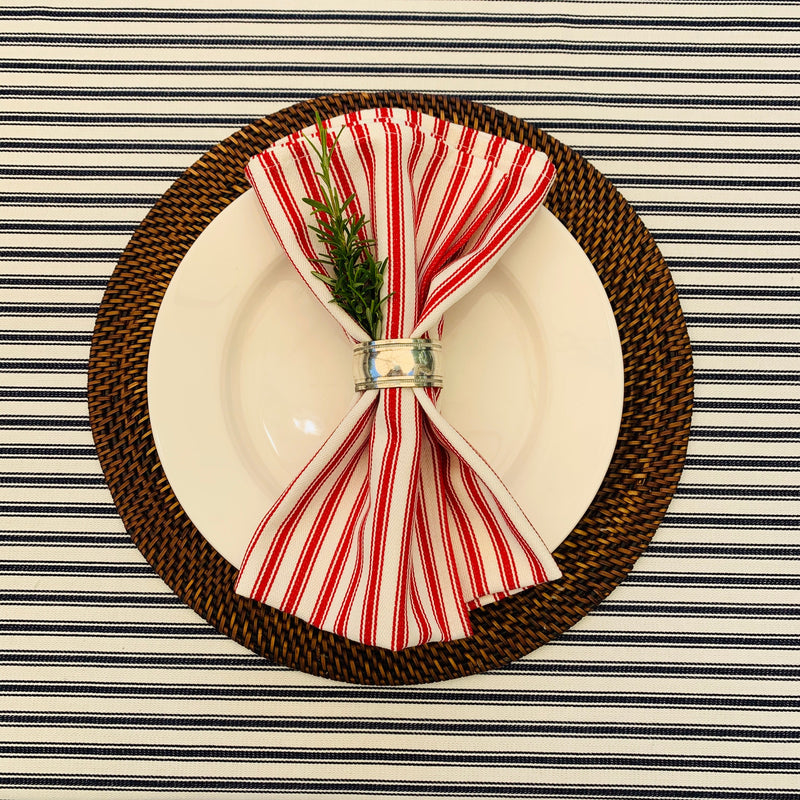 Red Ticking Napkins.