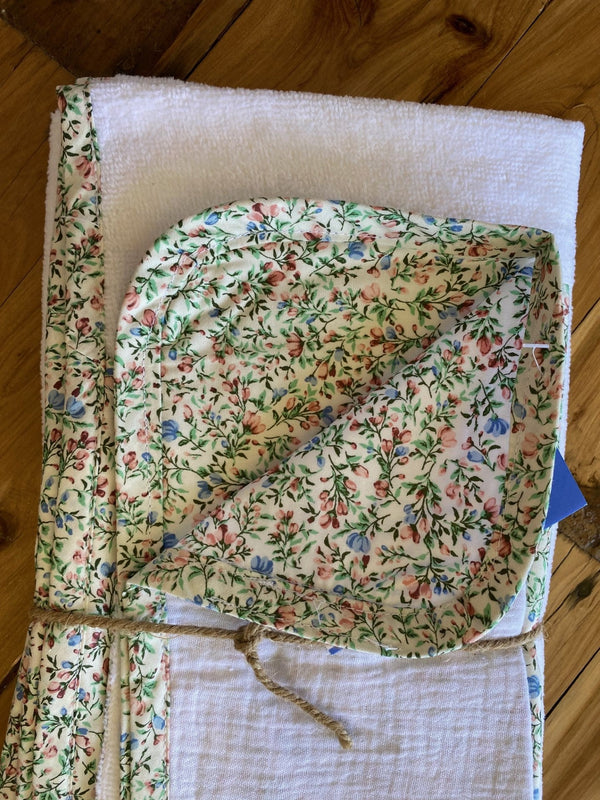 Floral Hooded Towel Baby Set