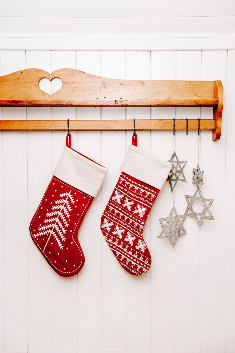 Christmas Stocking White Snowflakes