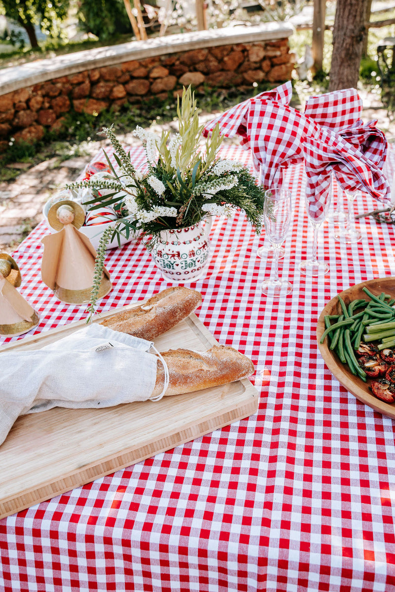 Hand Knotted Red Gingham Tablecloth