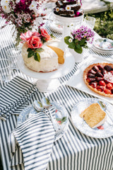 Navy Ticking Tablecloth