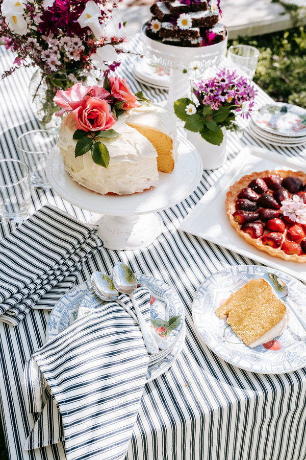 Navy Ticking Tablecloth