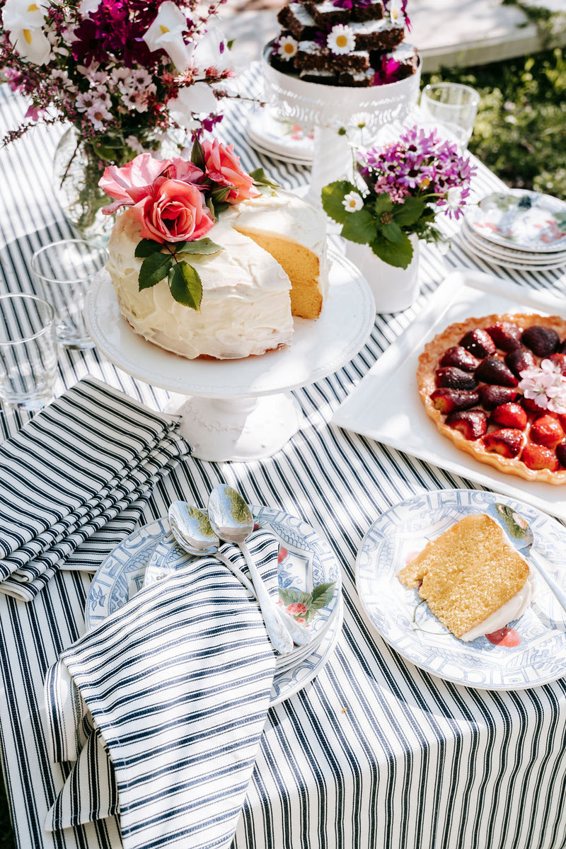 Navy Ticking Tablecloth