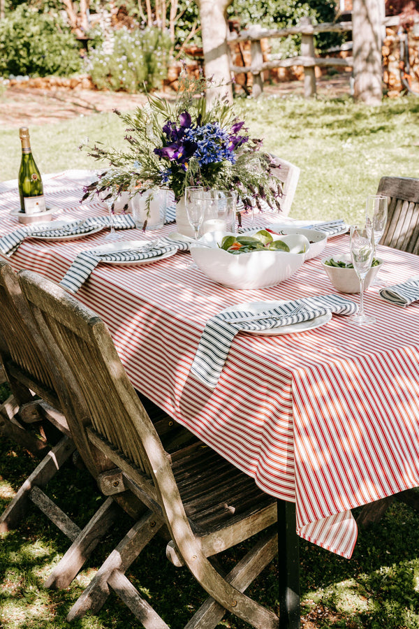 Red Ticking Tablecloth