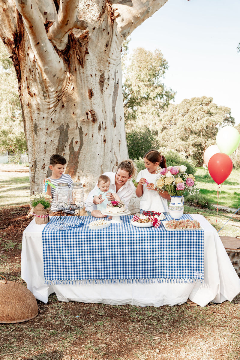 100 Fuß X 101,6 Cm Blaue Gingham Tischdecke Rolle – Einweg-Plastik, Wasserfest, Für Picknick, Grill