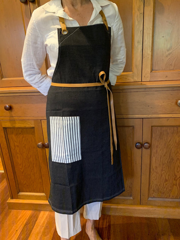 Ticking Pocket Apron